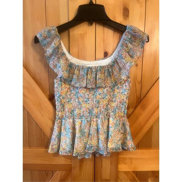 L C Lauren Conrad print Smock ruffled tank size XS NWT (2983) - Picture 4 of 4